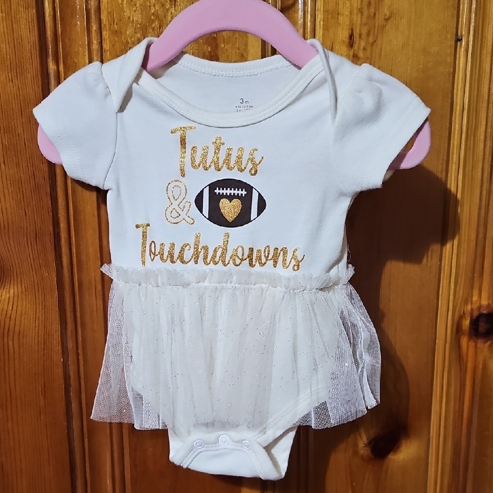 Baby Onesie with Tutu - White and Gold